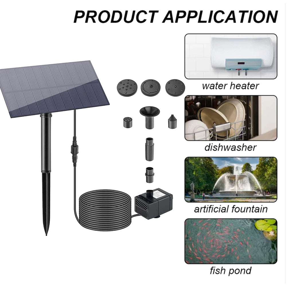 EZHomeEssentials Solar Fountain Panel Pump Garden Decor