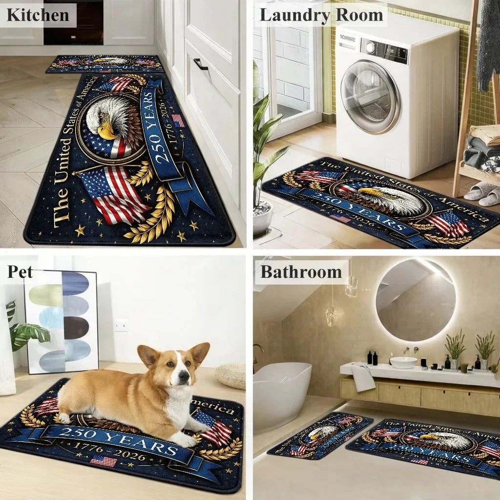 Patriotic USA Doormat American Eagle Flag Non Slip Entrance Rug