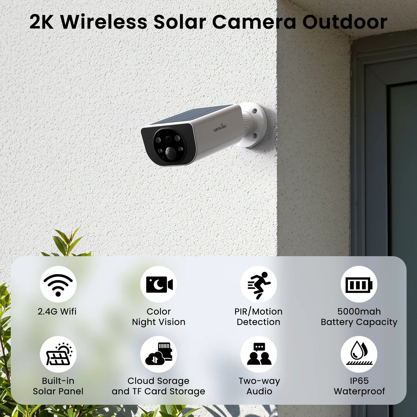 Wansview Outdoor Solar Security Camera 3MP 2 4G WiFi Battery
