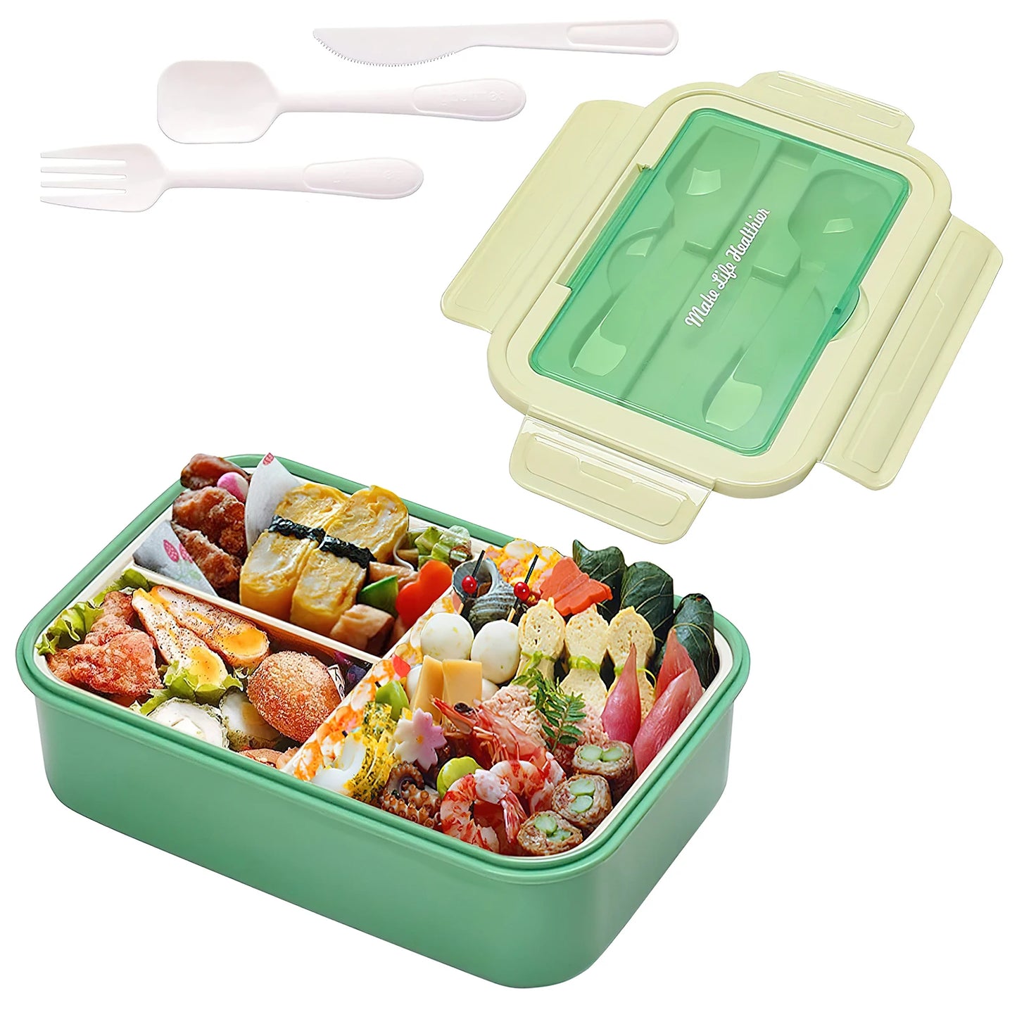 Leak-Proof Portable Bento Lunch Box With Fork And Spoon