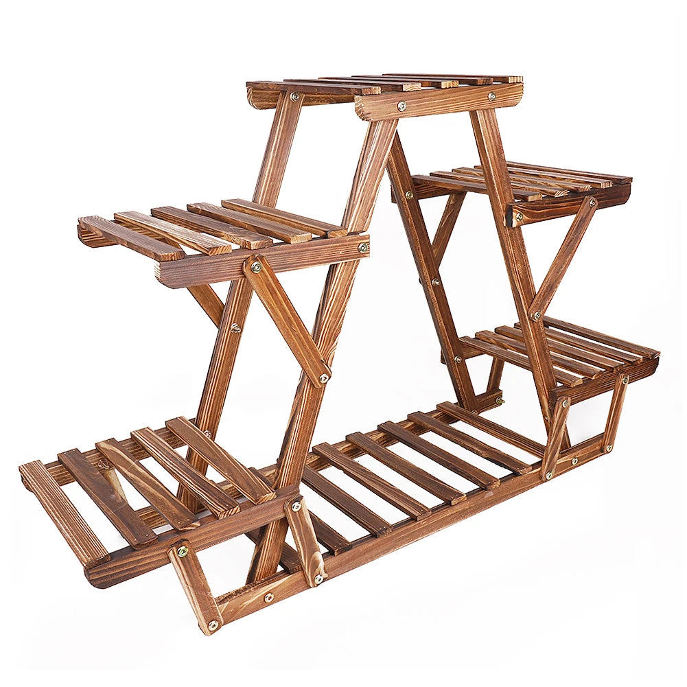 6 Tier Wooden Plant Stand Corner Display Indoor Outdoor