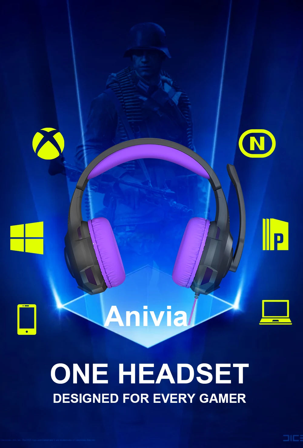 Wired Gaming Headset Mic For PC PS4 PS5 Xbox