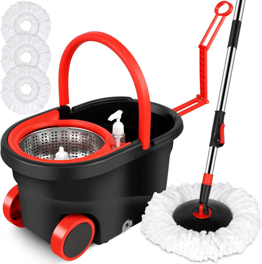EZHomeEssentials Spin Mop Bucket Set With Replacement Heads