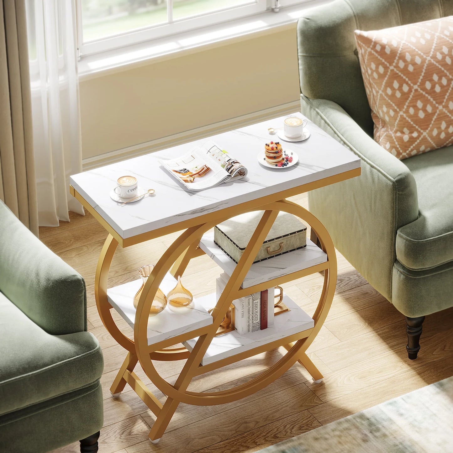 Tribesigns End Table for Living Room 3-Tier with Storage