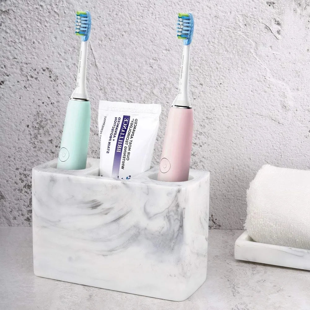 Resin Marble Electric Toothbrush Holder With 3 Slots