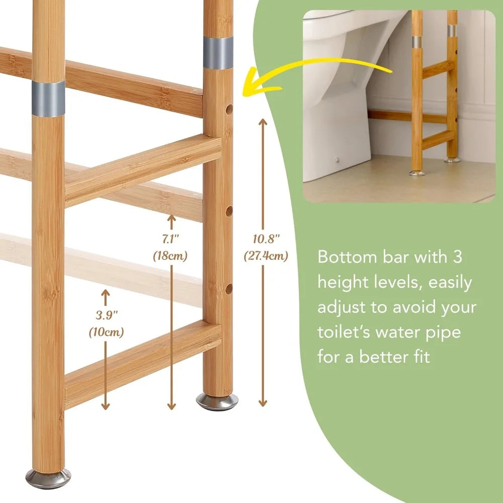 Hign-concerned Over The Toilet 3 Tier Bamboo Organizer