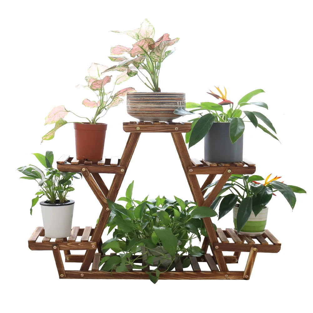 6 Tier Wooden Plant Stand Corner Display Indoor Outdoor