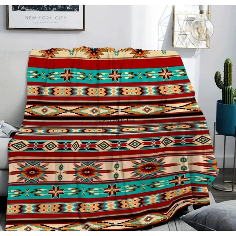 Craft of Weaving Tribal Aztec Blanket Fluffy Cover All Ages