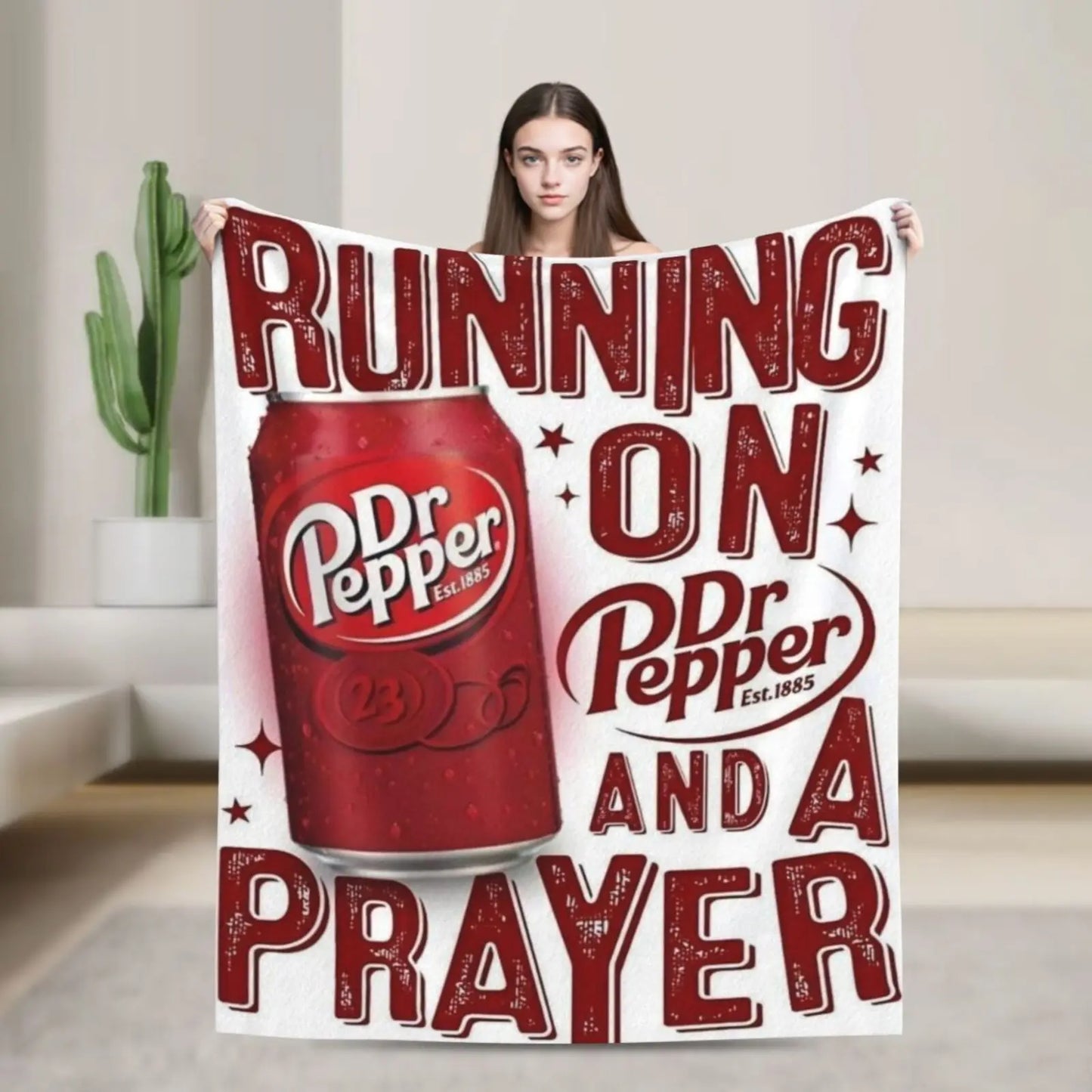 Dr Pepper Printed Flannel Blanket Plush Throw