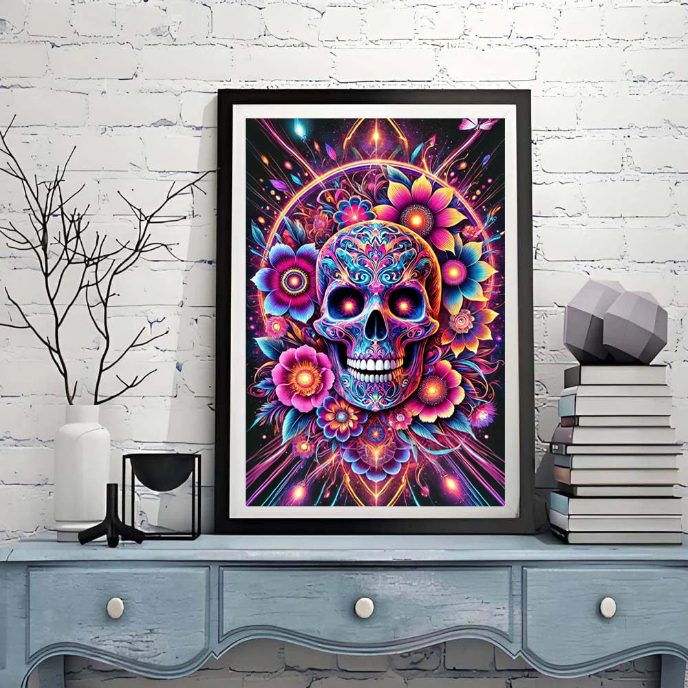 Frame 5D Gothic Wind Skull Diamond Painting Kit Dragon Mosaic