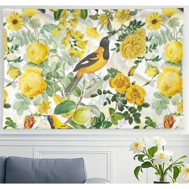 Craft of Weaving Rose Botanical Garden Tapestry Wall Hanging