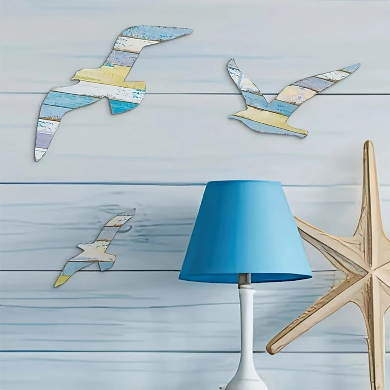 Hign Concerned Seagull Wall Decor 3 Piece Set Nautical