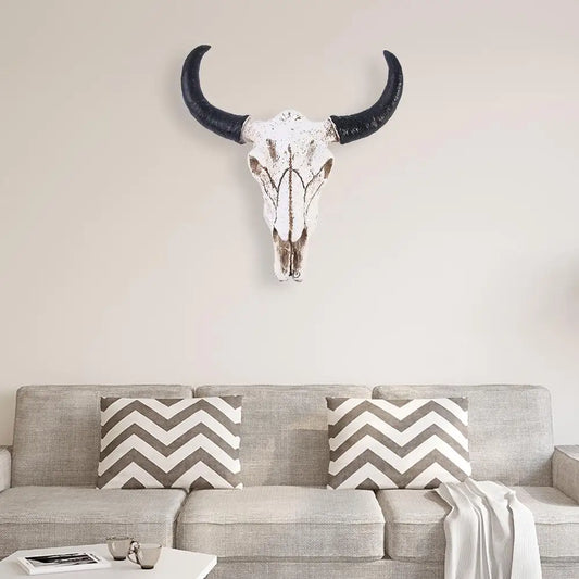 EZHomeEssentials Cow Skull Wall Decor Rustic Sculpture