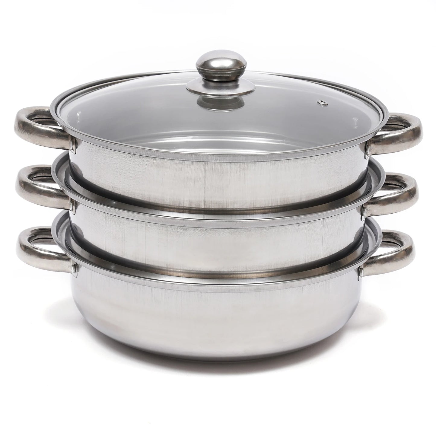Hign-concerned Stainless Steel Steamer 3 Tier Pot with Lid