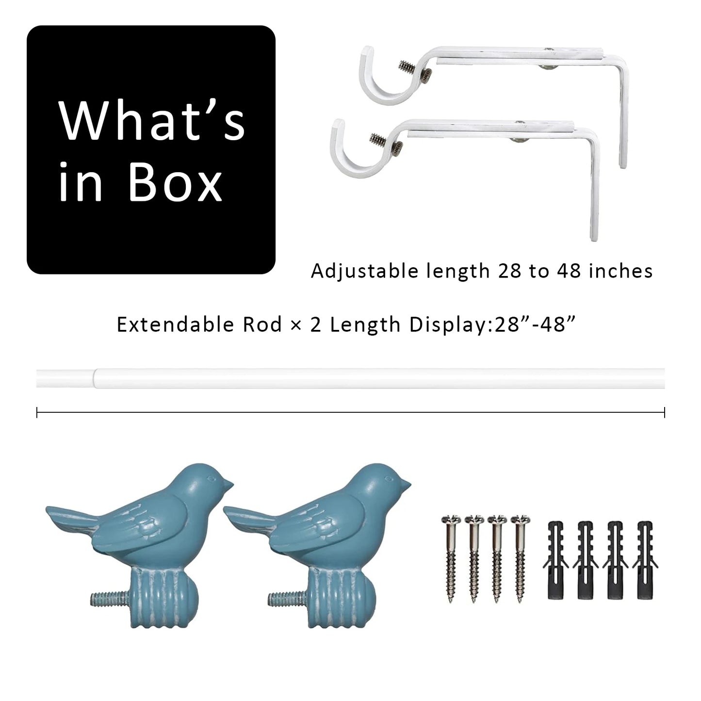 Guangdong Telescopic Curtain Rod Set With Decorative Bird Finials