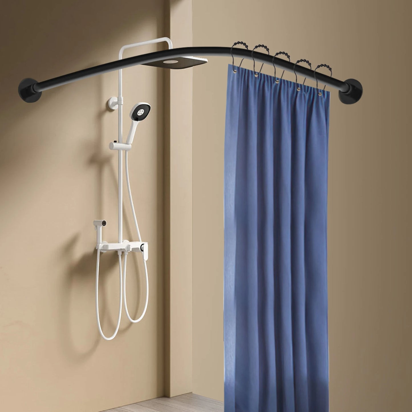 Feature Retractable L Shaped Shower Curtain Rail Stainless