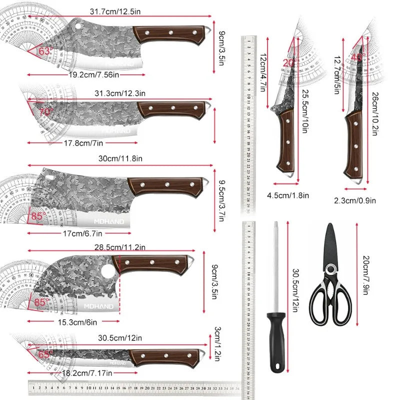 14-Piece Japanese Chef Knife Set High Carbon Steel