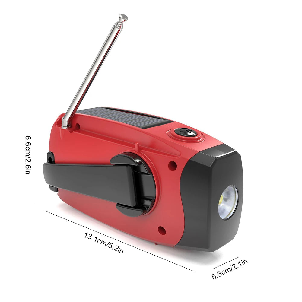 Portable Emergency Crank Radio AM FM WB Weather Solar