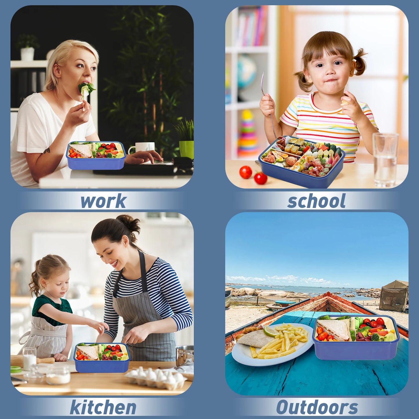 Leak-Proof Portable Bento Lunch Box With Fork And Spoon