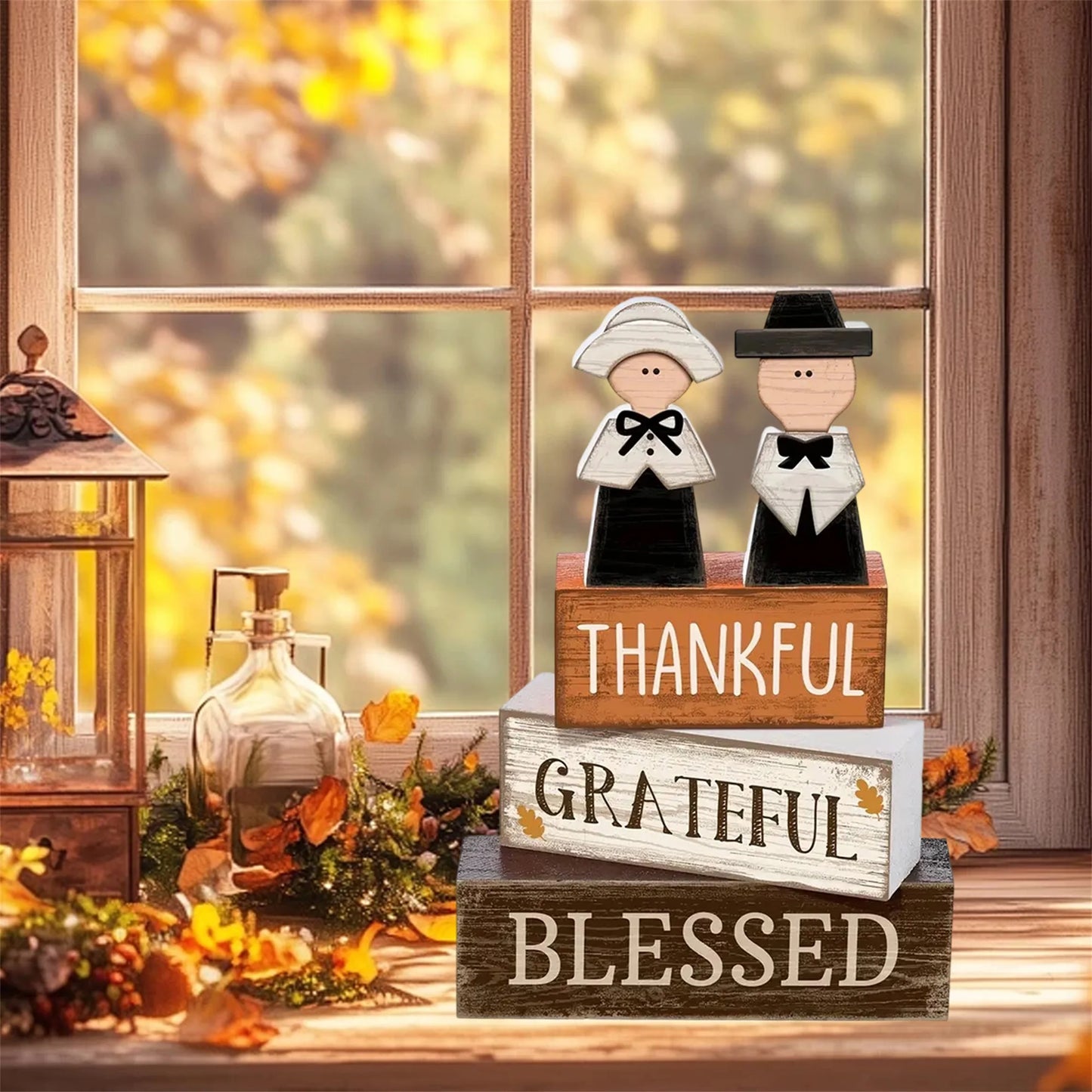 Hign Concerned Thanksgiving Harvest Wooden Pumpkin Table