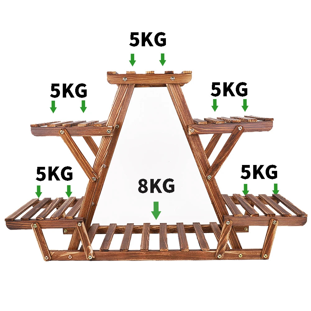 6 Tier Wooden Plant Stand Corner Display Indoor Outdoor