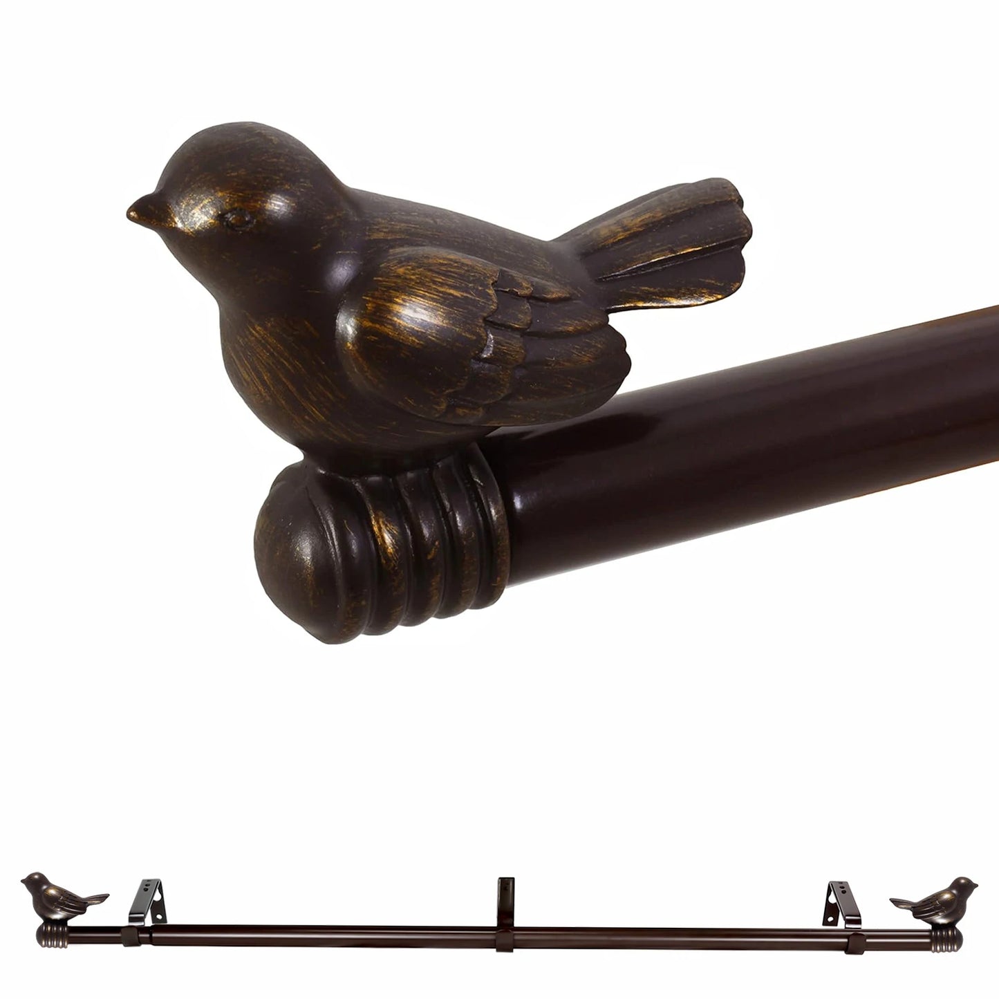 Guangdong Telescopic Curtain Rod Set With Decorative Bird Finials