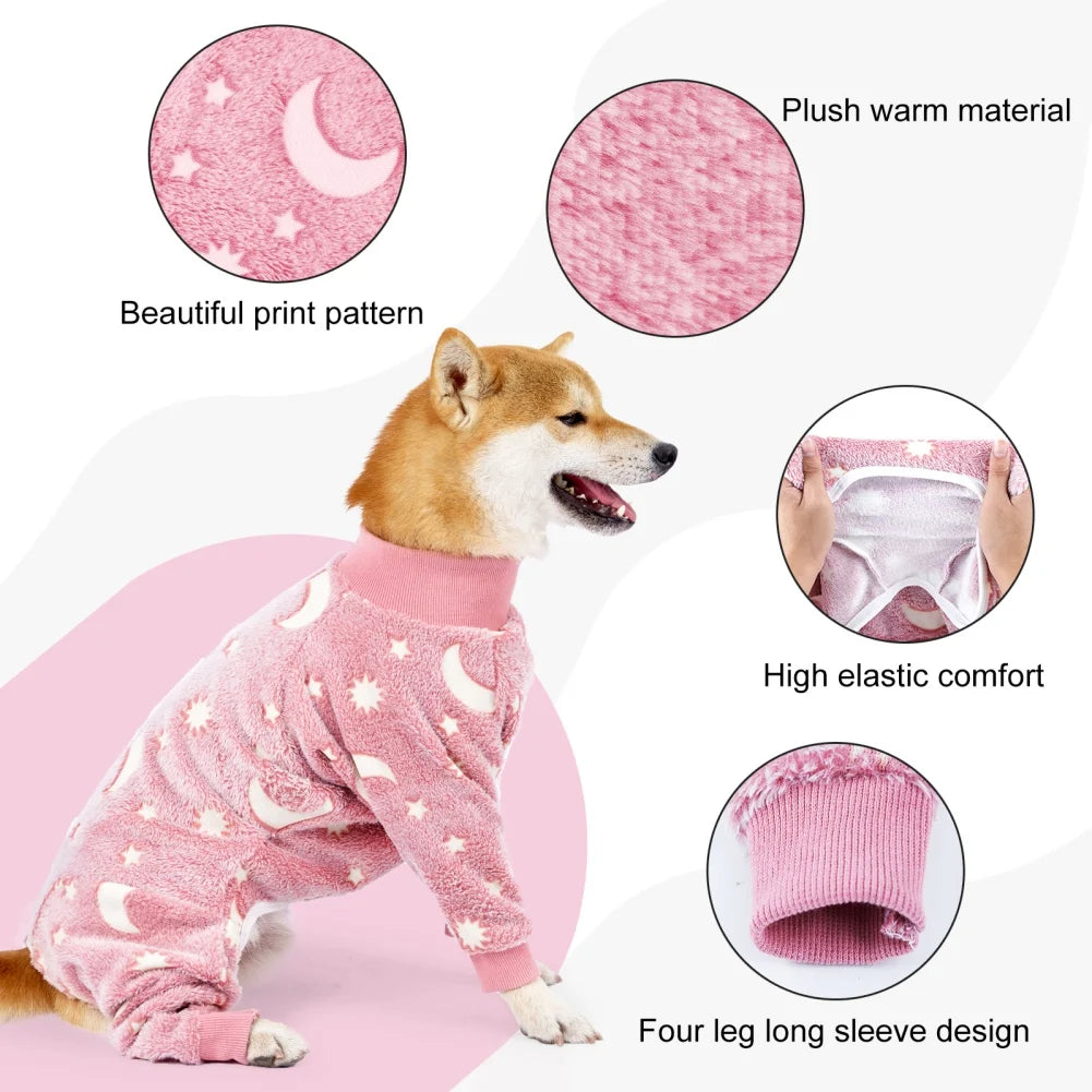 Fleece Dog Jumpsuit Winter Pajamas For Dogs
