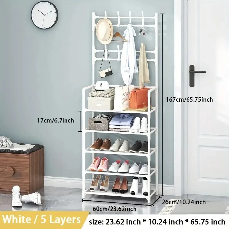 EZHomeEssentials Hallway Coat Rack And Shoe Organizer