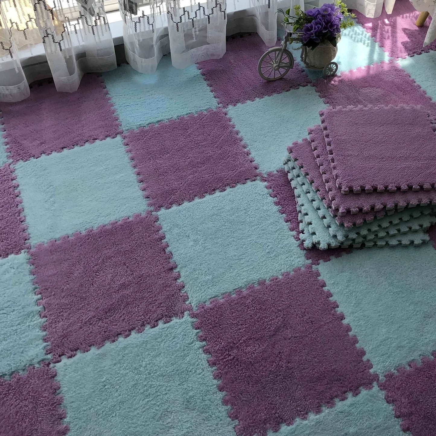 EZHomeEssentials Solid Interlocking Foam Mat 24pc EVA Floor