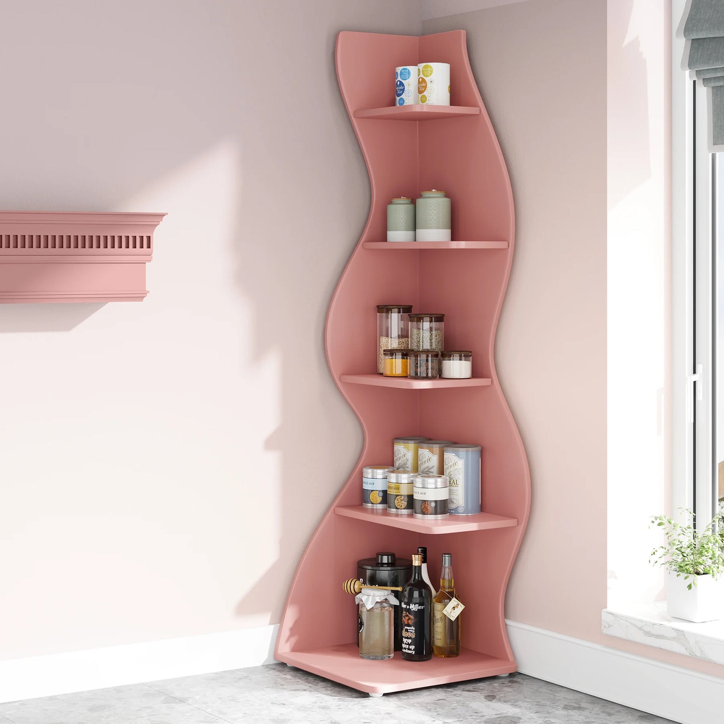 5-Tier Corner Shelf Wall Bookshelf Plant Stand