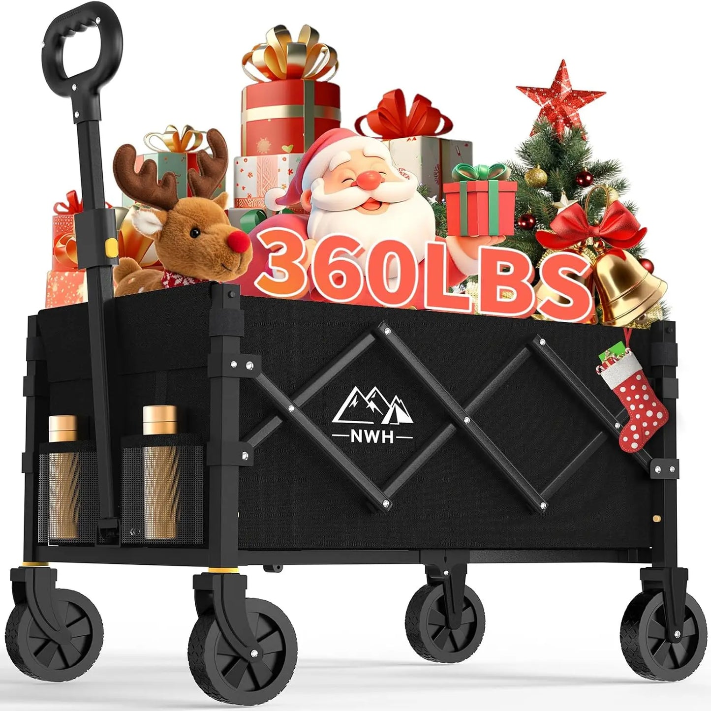 Foldable Wagon Cart With All Terrain Wheels For Outdoor Hauling