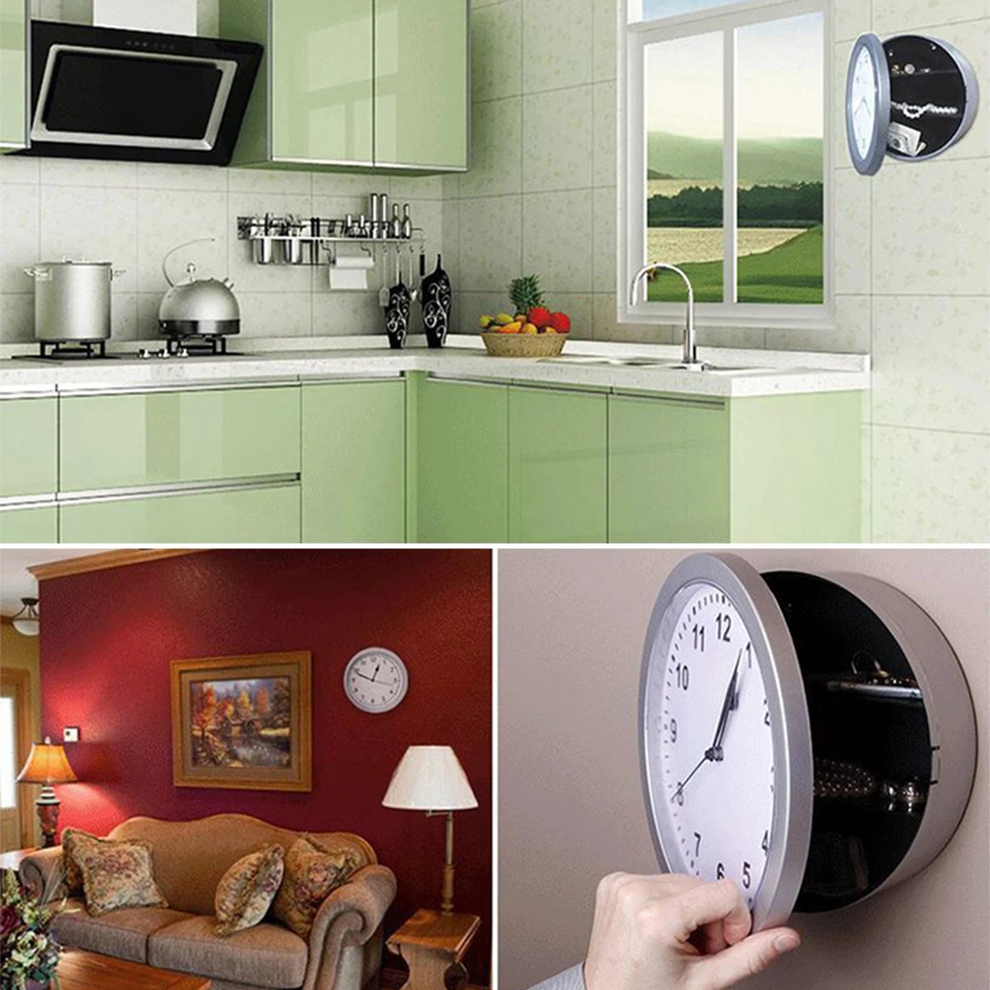 Hign-concerned Hidden Money Wall Clock Secret Compartment