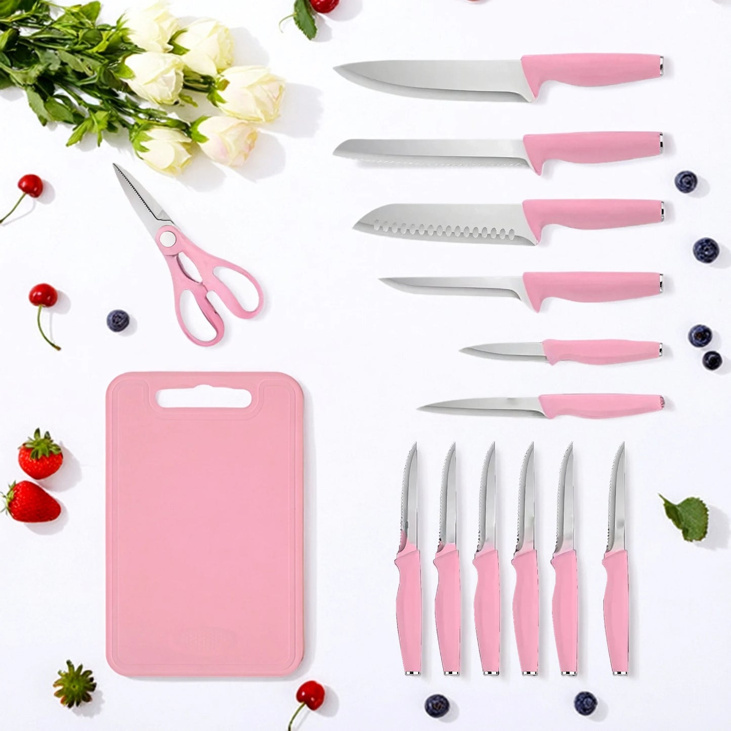 15-Piece Kitchen Stainless Steel Knife Set With Holder