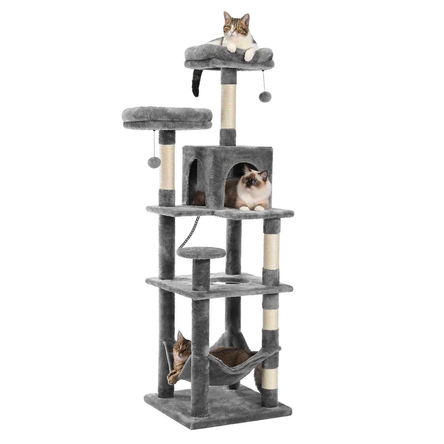 PAWZ Road Five Level Cat Tree Tower With Plush Condo Scratching Posts Boards