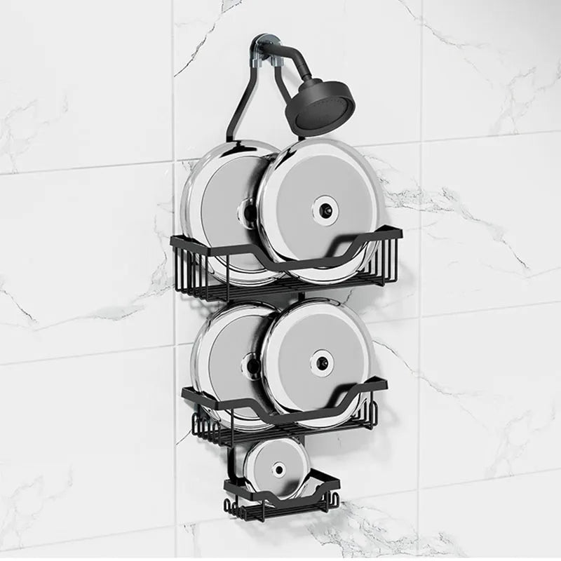Wall Mounted Bathroom Shelf Third Floor Hanging Shower Head Storage Rack Made of Iron Shampoo Bottle Shower Storage Rack