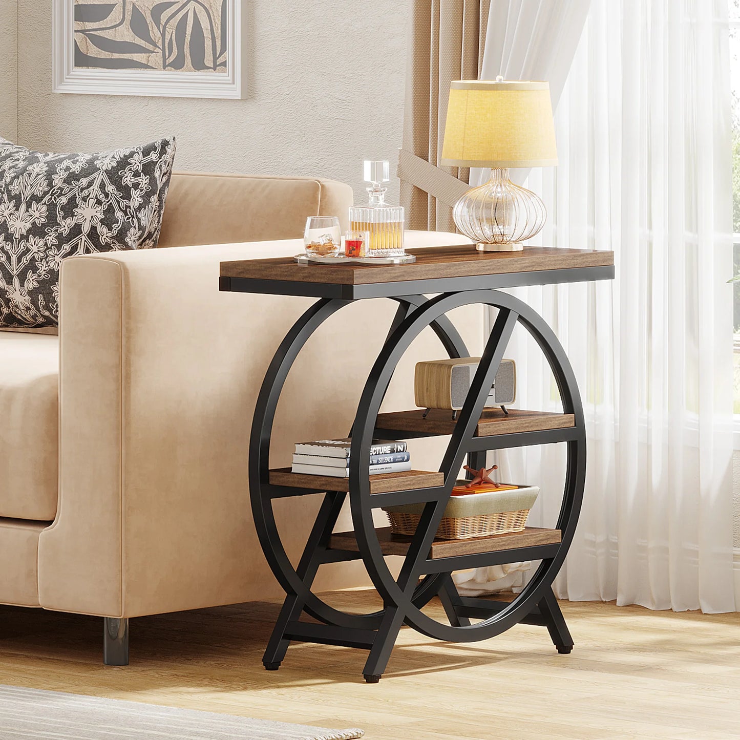 Tribesigns End Table for Living Room 3-Tier with Storage