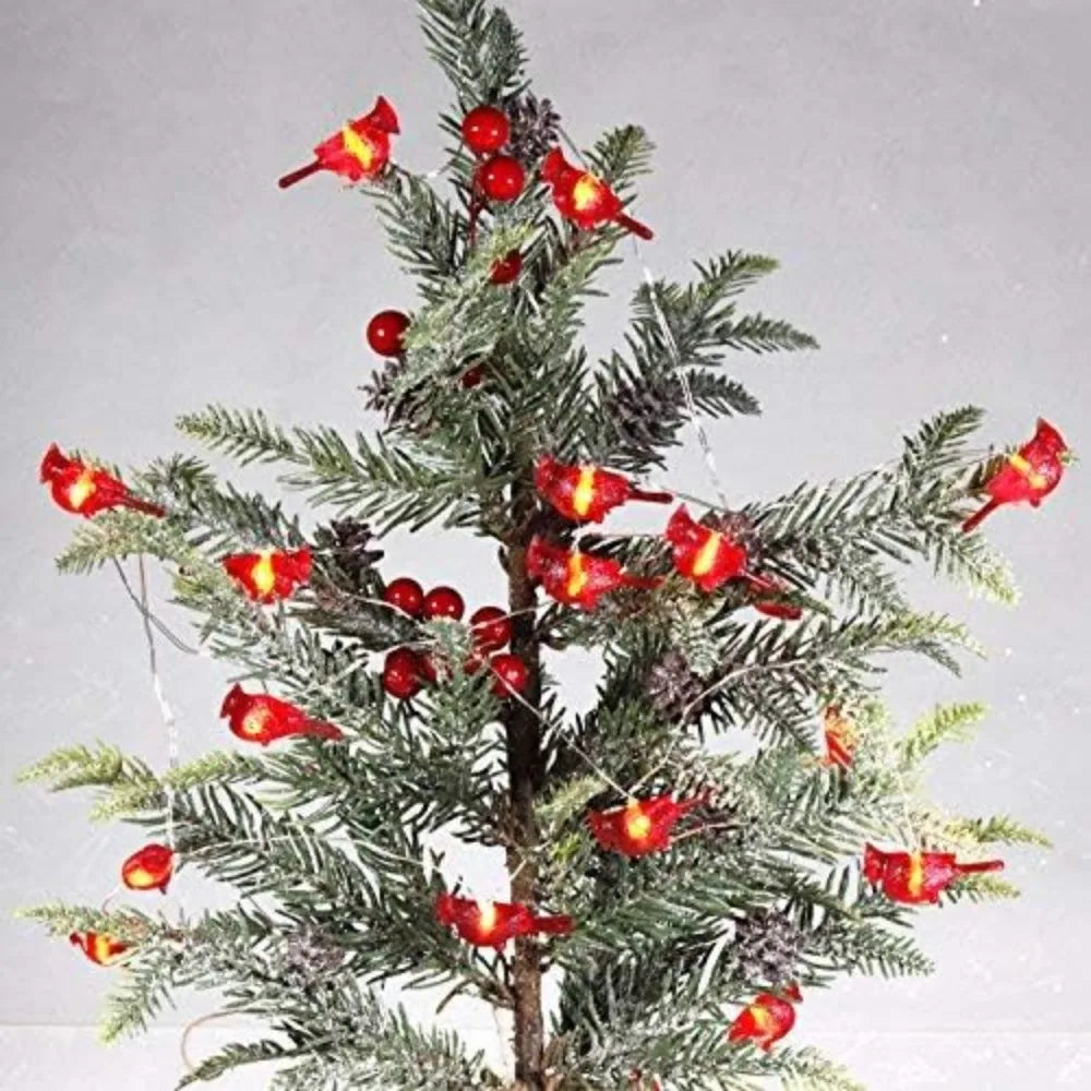 Electronic Cardinal String Lights 3D Bird Battery Operated