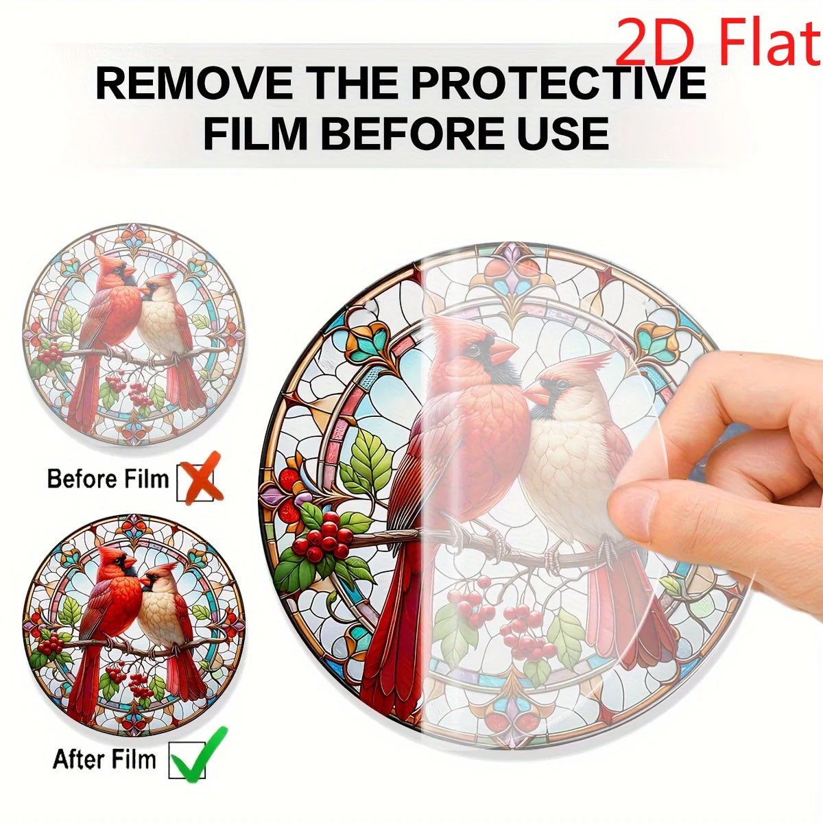 Hign-concerned 2D Cardinal Suncatcher Acrylic Wreath