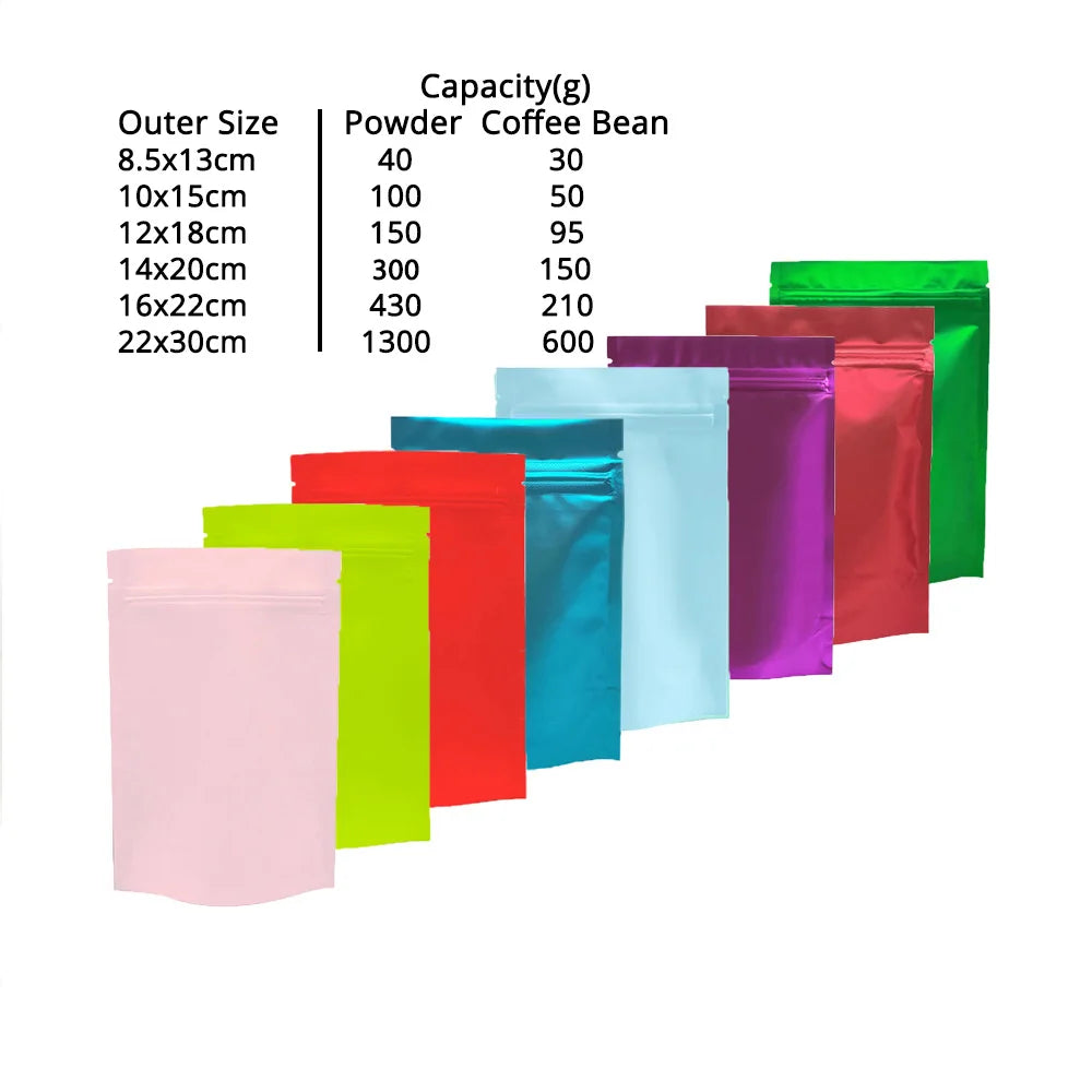 EZHomeEssentials Stand Up Mylar Pouches Reclosable Zip Lock