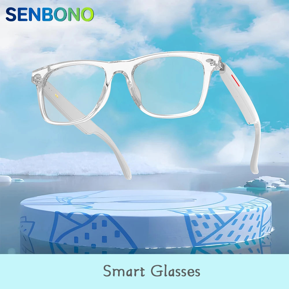 SENBONO New Smart Wireless Bluetooth Glasses Listen to Music Answer the Phone Men and Women Fashion Anti-blue Light Glasse