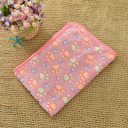Soft Flannel Fleece Pet Blanket For Dogs And Cats Paw Print
