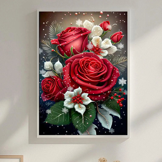 Frame 5D Rose Diamond Painting Kit Full Round Embroidery