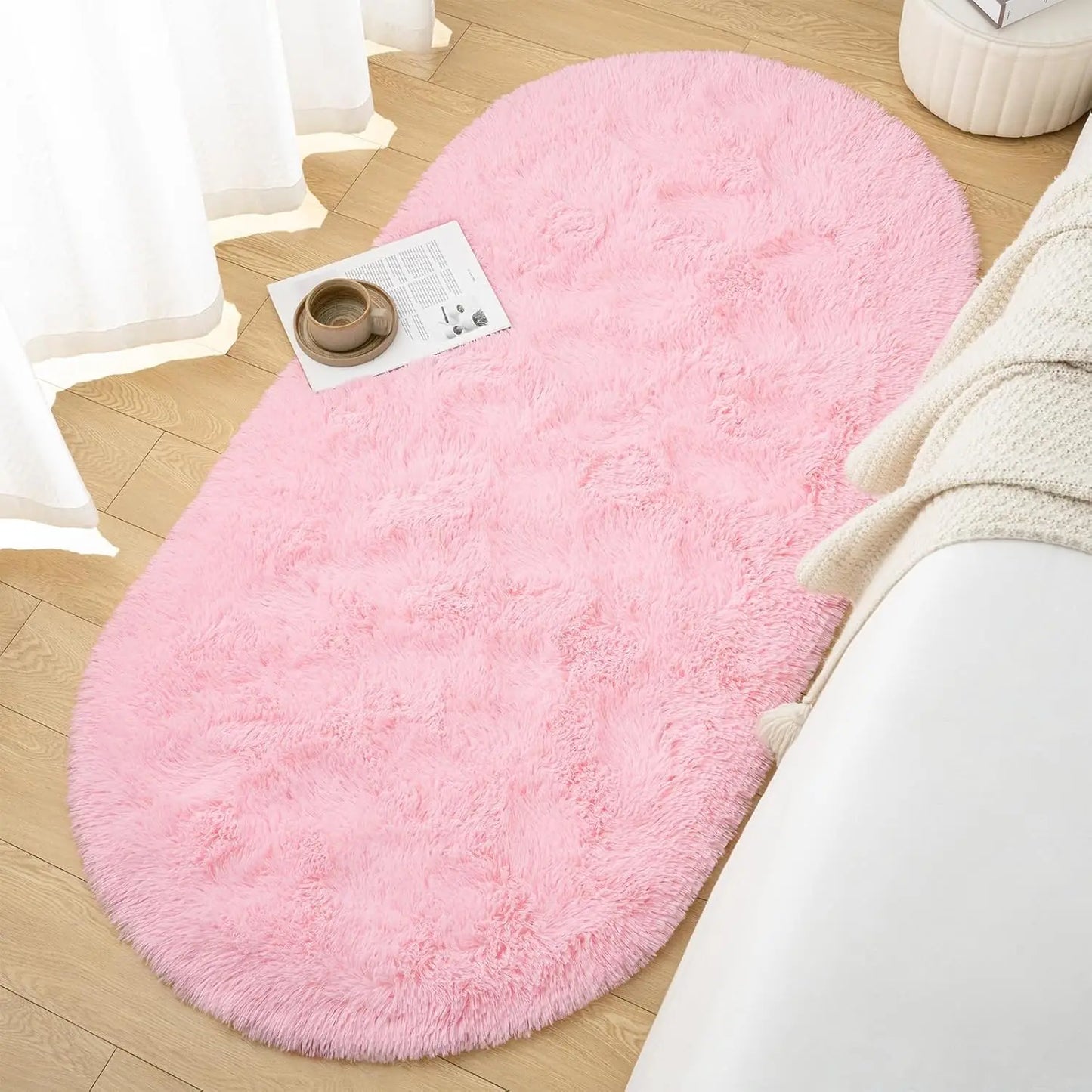 EZHomeEssentials Oval Fluffy Area Rug Plush Shaggy Carpet
