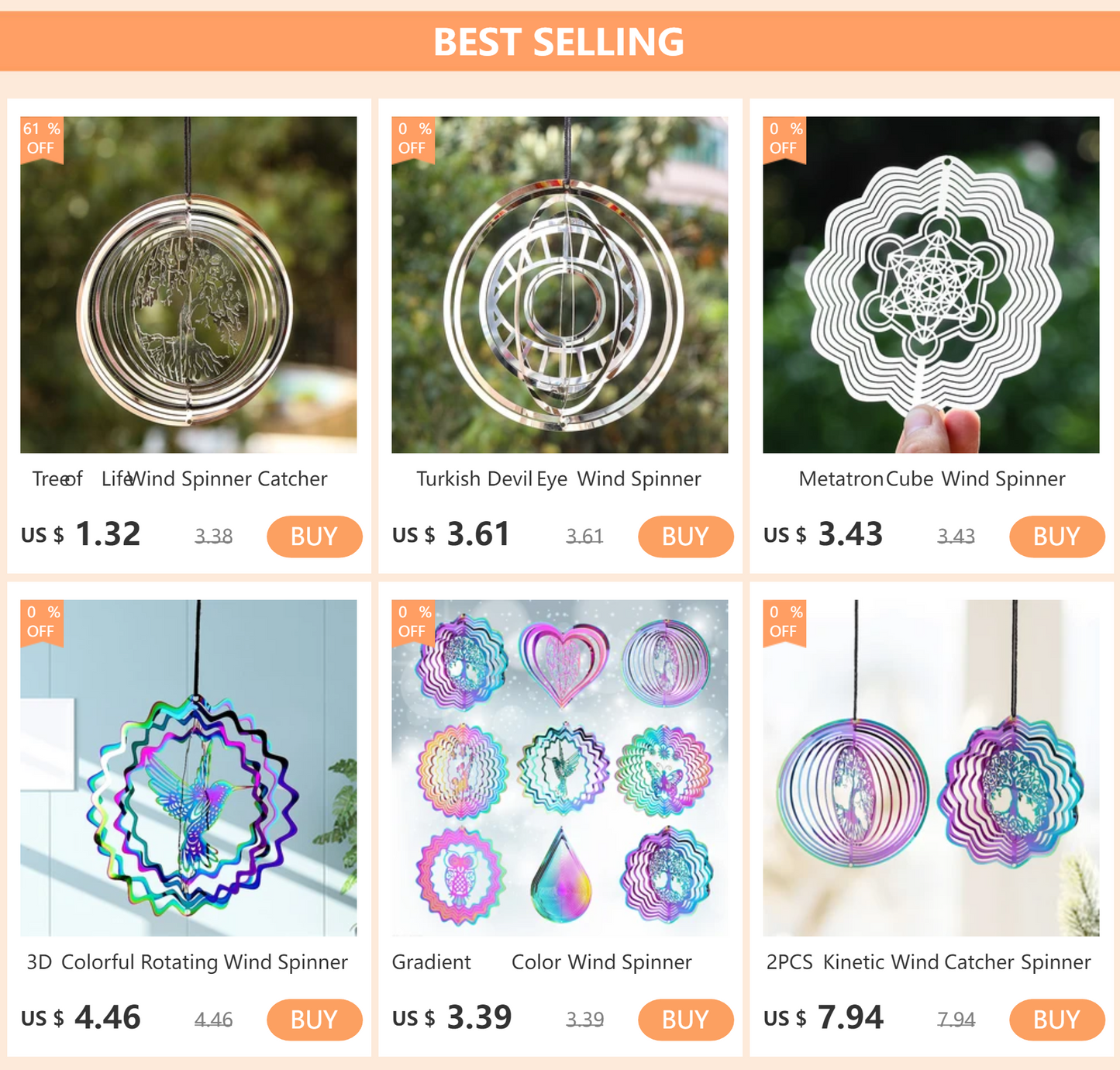 Choice 3D Rotating Wind Spinner Hummingbird Garden Decor Chimes