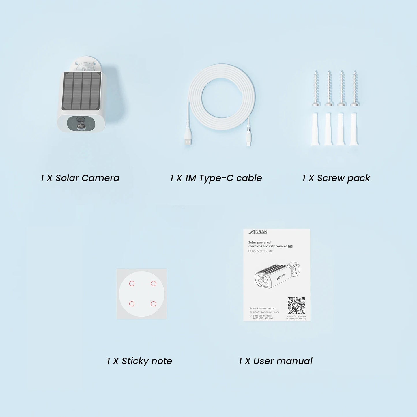 ANRAN 2K Solar Camera Set 4PCS 2.4G WiFi Battery Floodlight