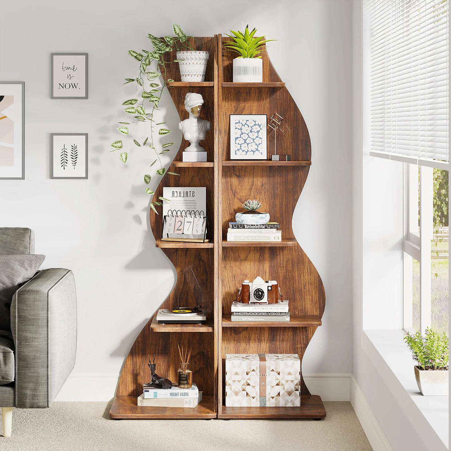 5-Tier Corner Shelf Wall Bookshelf Plant Stand