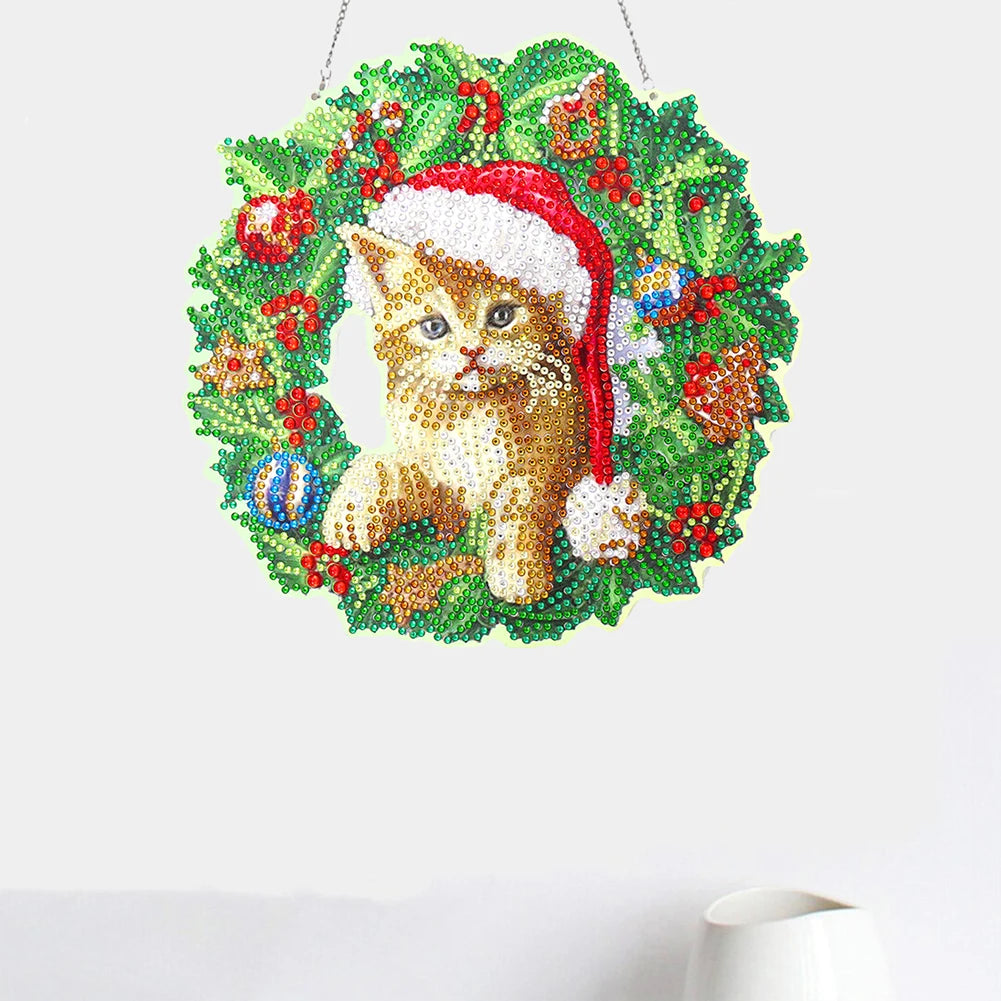 Canvas 5D DIY Decorative Festive Flower Circle Diamond Painting Wreath