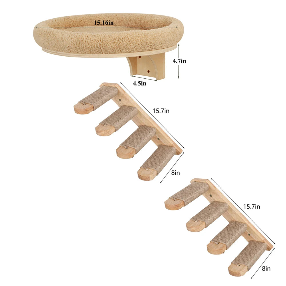 PETRAVELCN Cat Wall Mounted Climbing Ladder With Post