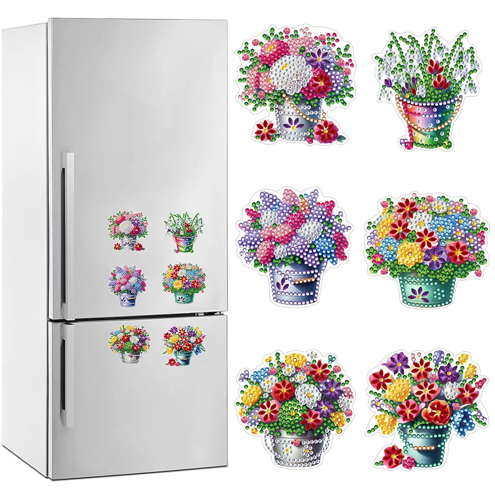 Shunmaii Special Shape Diamond Painting Flower Fridge Magnets Sticker Kit For Refrigerator Diy Decor
