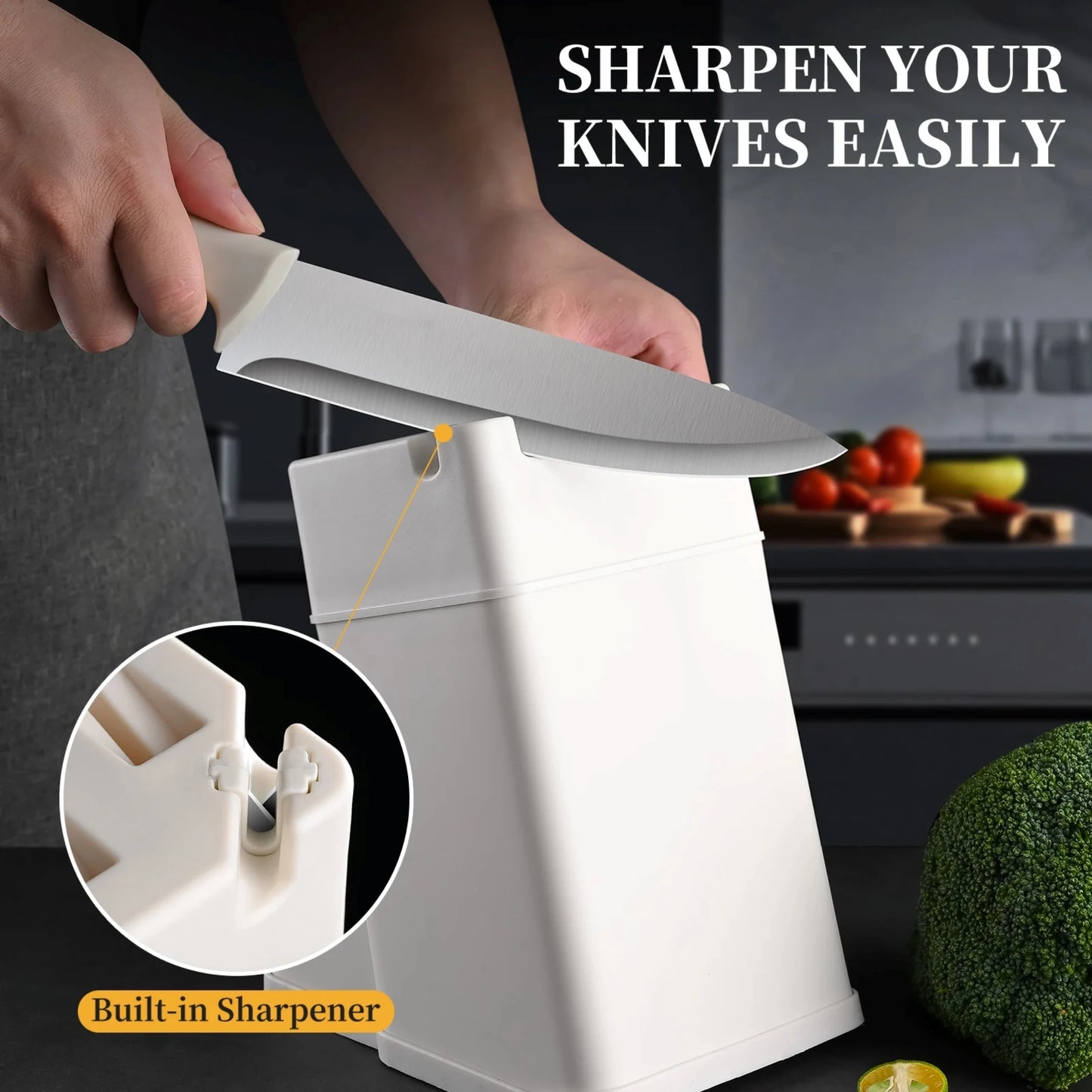 Stainless Steel 15 Piece Kitchen Knife Set Ergonomic Handle